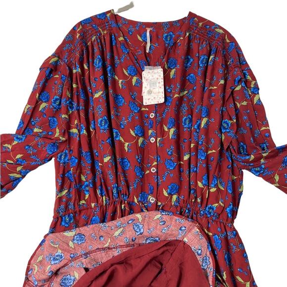 Free People Mini Flower Fields Mini Burgundy Dress S/P - Picture 6 of 15